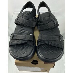Women's Black Sport Sandals Adjustable Straps Comfortable Footbed Size 7.5